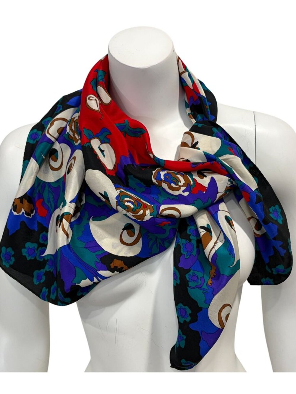 Vintage 1988 Ginnie Johansen 100% Silk Floral Print Scarf Square Made in Japan